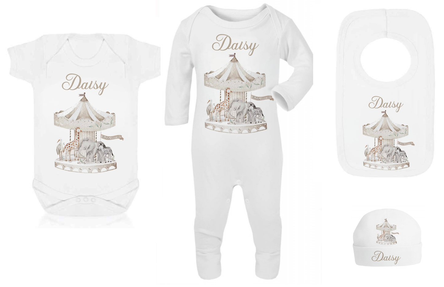 Ok Baby Bath personalised set carousal cream
