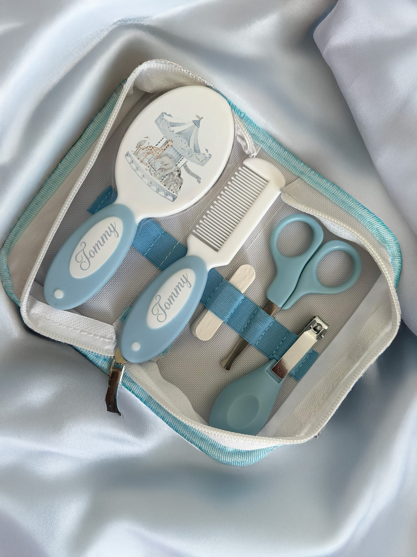 Ok Baby Bath personalised set carousal blue