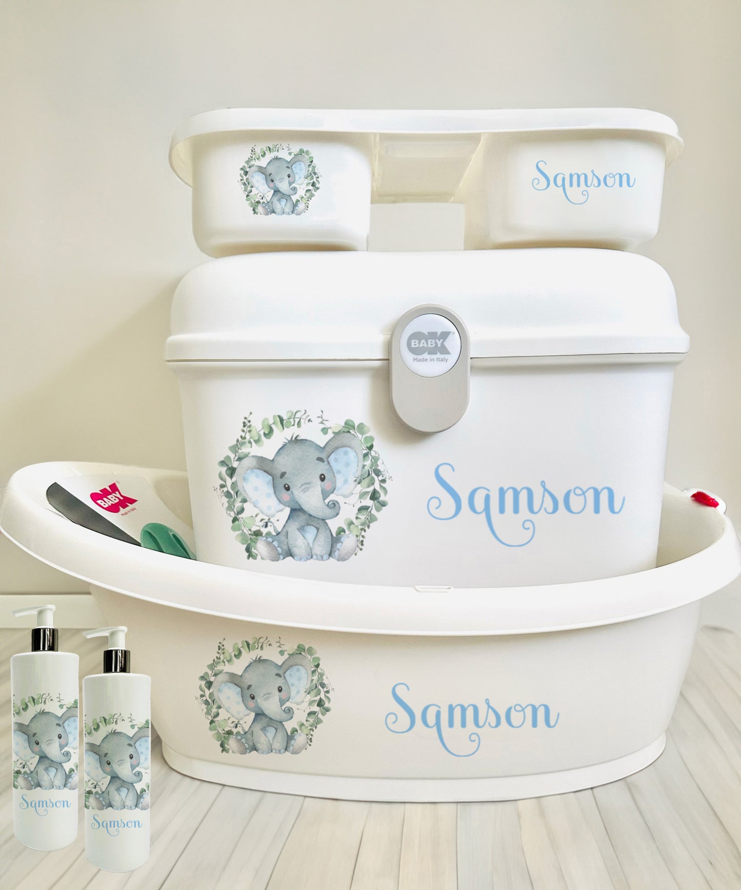 Ok baby Elephant Blue Bath set