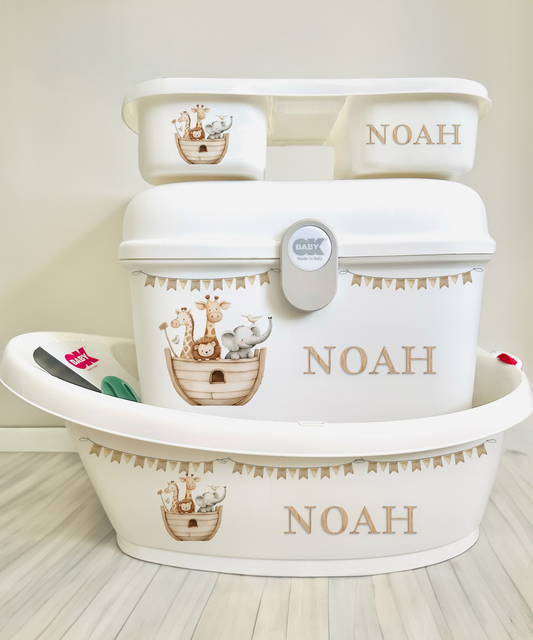 Ok baby bath personalised set Noah`s ark