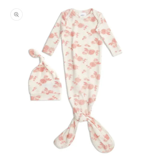 Snuggle Knit™ Newborn Gift Set Knotted Gown + Infant Hat