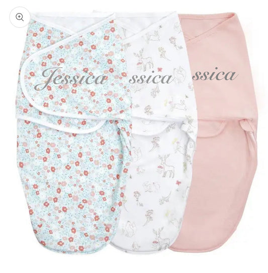 Personalised Essentials Wrap Swaddles 3 Pack