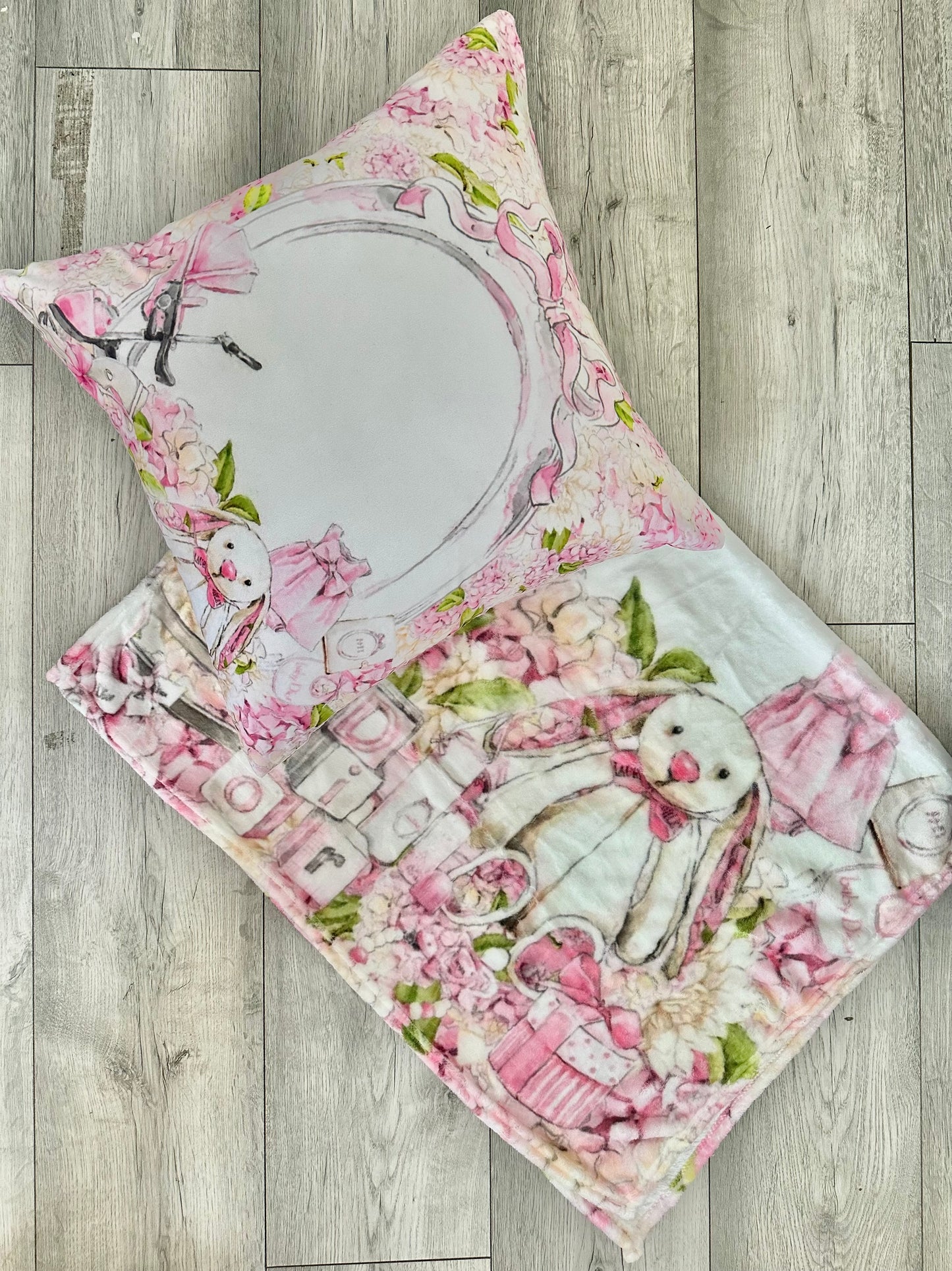 Personalised Lux pink Blanket and pillow sets