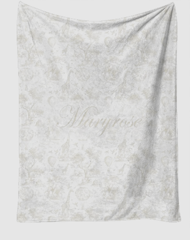 Personalised Saffari Grey Blanket and pillow sets