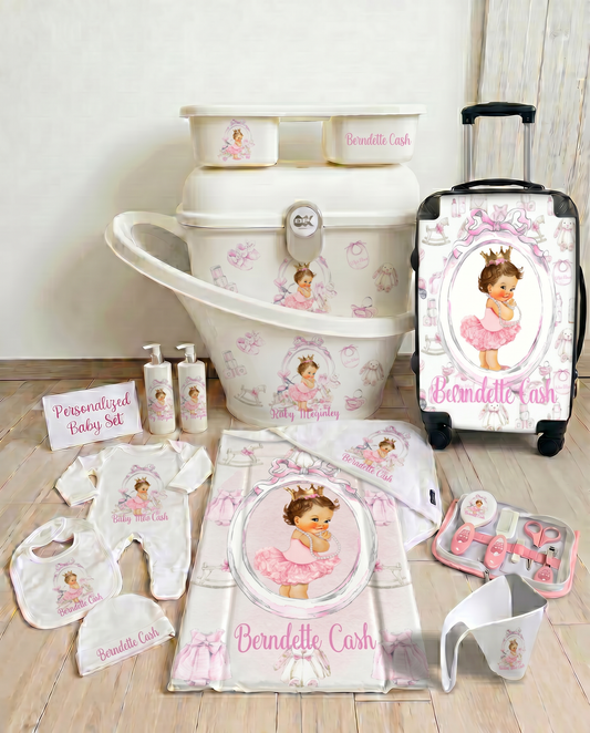Shnuggle personalised baby bundle lux pink brown