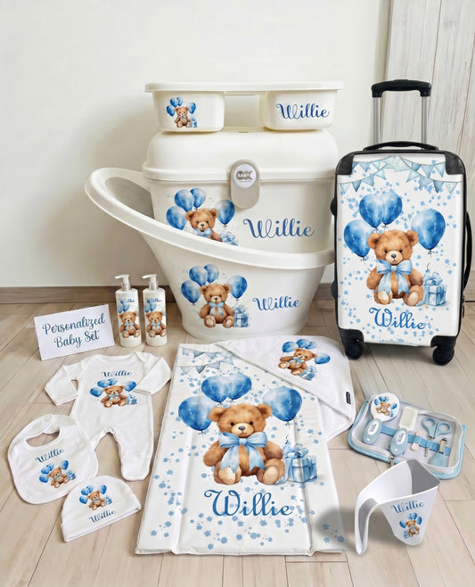 Shnuggle personalised baby bundle Blue Bear