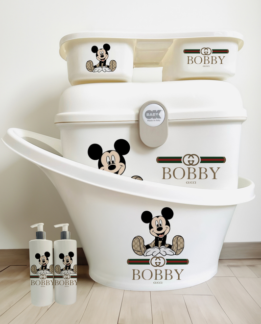 Shnuggle bath personalised set Designer Micky mouse