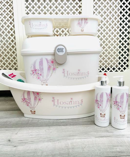 Ok Baby Personalised Hot air Balloon Set purple