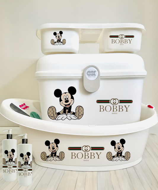 Ok Baby bath personalised set Designer Micky Mouse