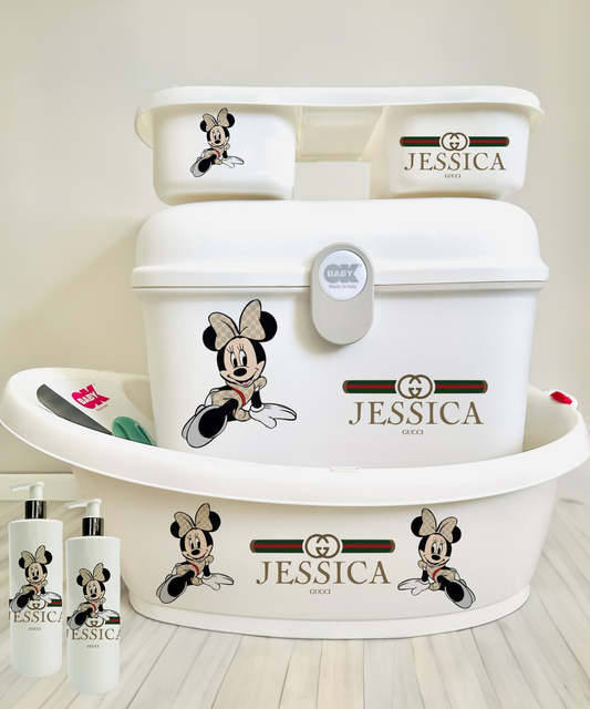 Ok Baby bath personalised set Designer Minnie Mouse