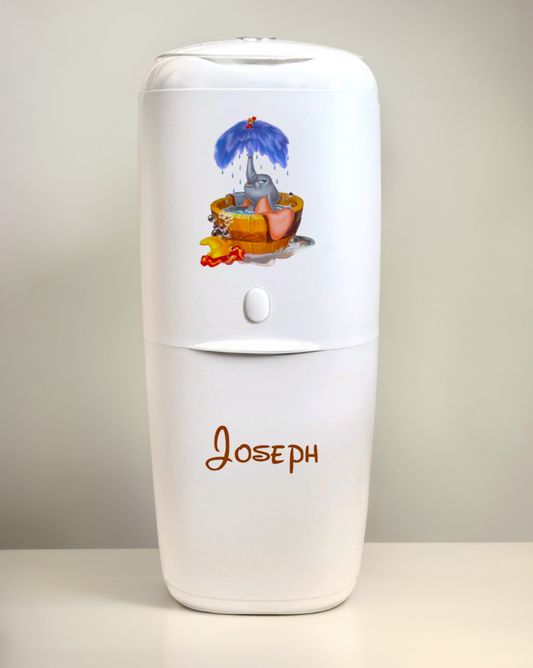 Angelcare Nappy Disposal System with 1 Refill Personalised D elephant vintage