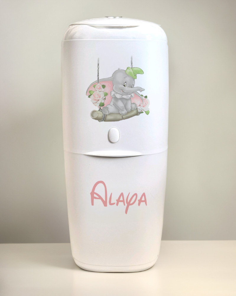 Angelcare Nappy Disposal System with 1 Refill Personalised D elephant