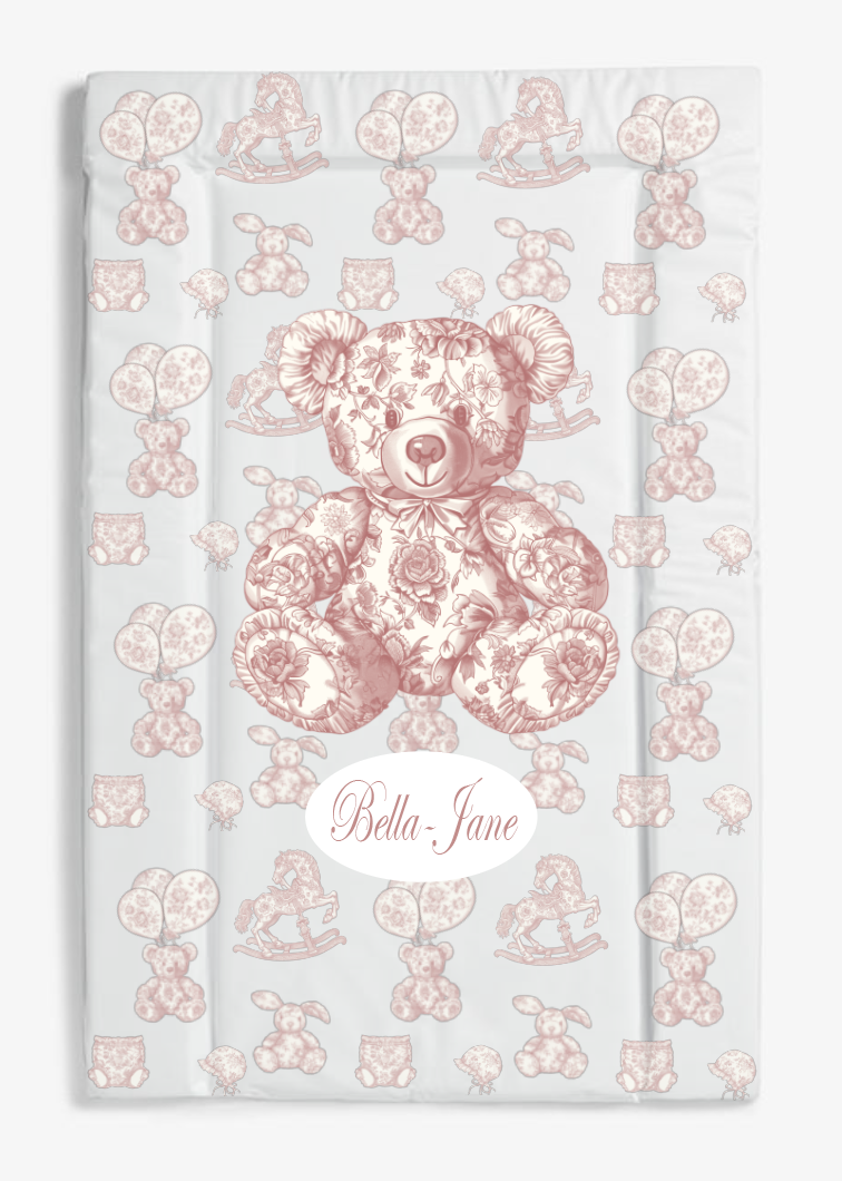 vintage nursery bear pink changing mat
