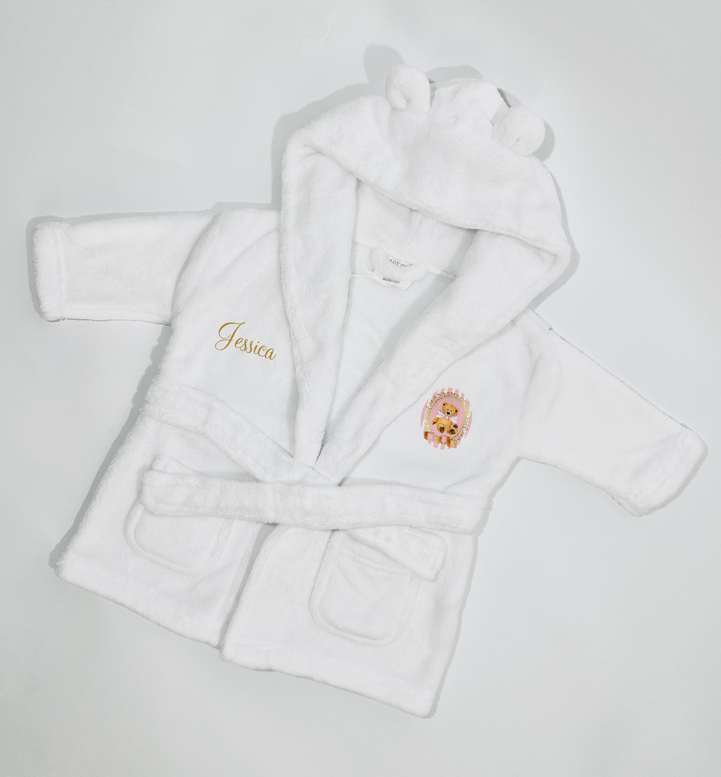Ok baby bath personalised set Stripe bear Pink