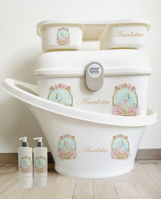 Shnuggle bath personalised set swan