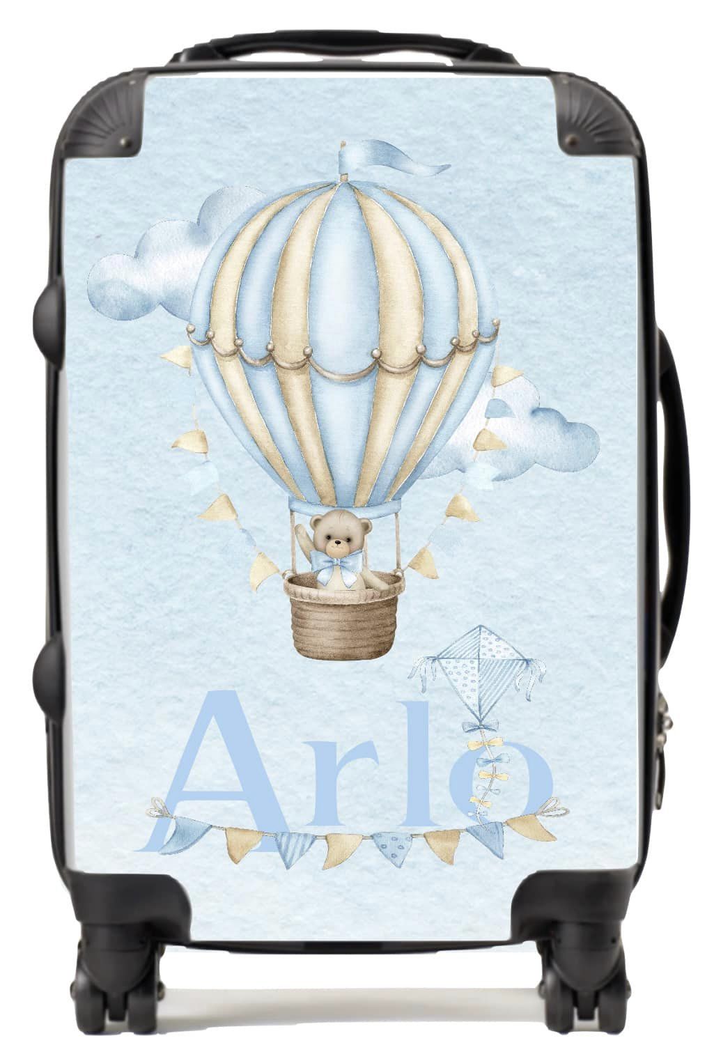 Personalised Hotair Balloon Blue Suitcase and changing bag