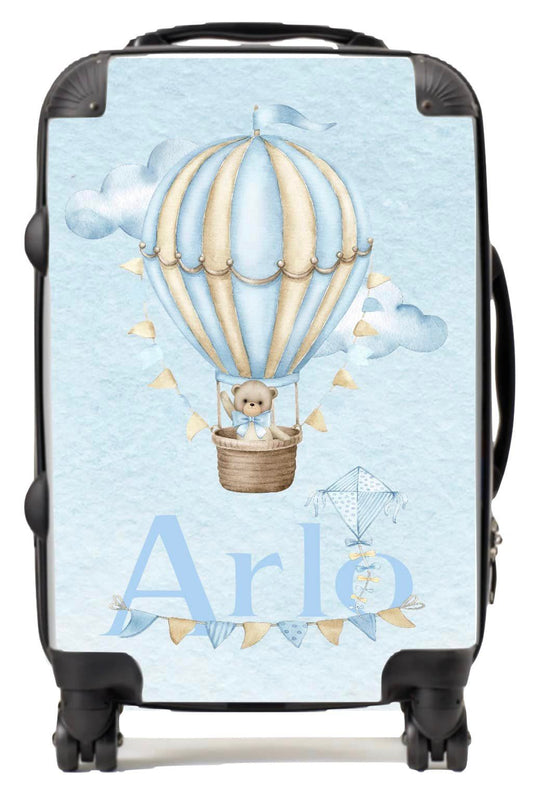 Personalised Hotair Balloon Blue Suitcase
