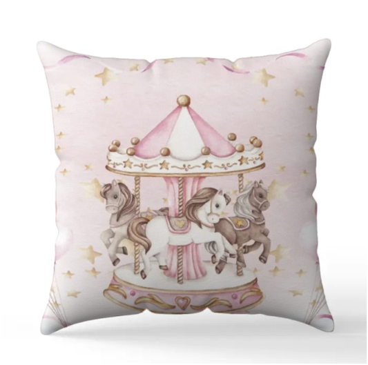 Personalised Carousel pink Blanket and pillow sets