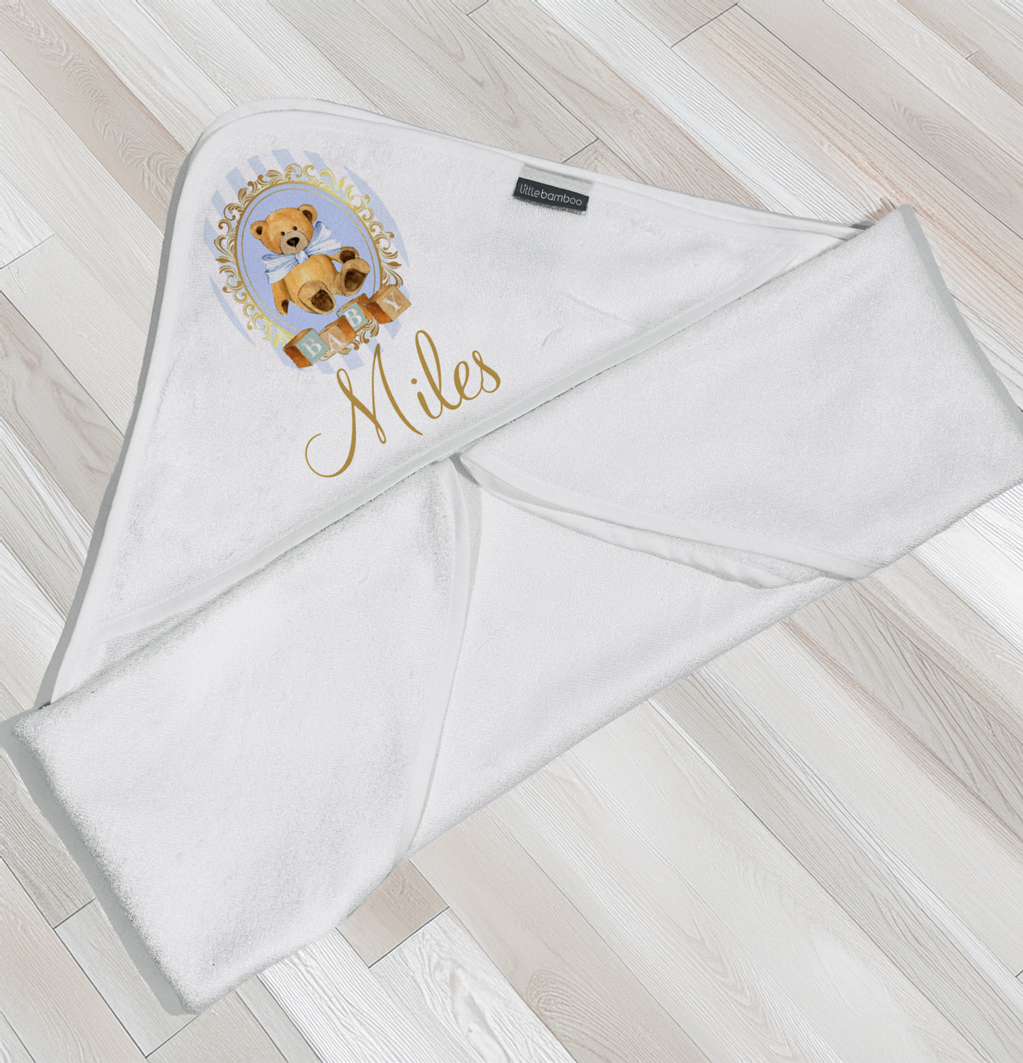 Ok baby bath personalised set Stripe bear Blue