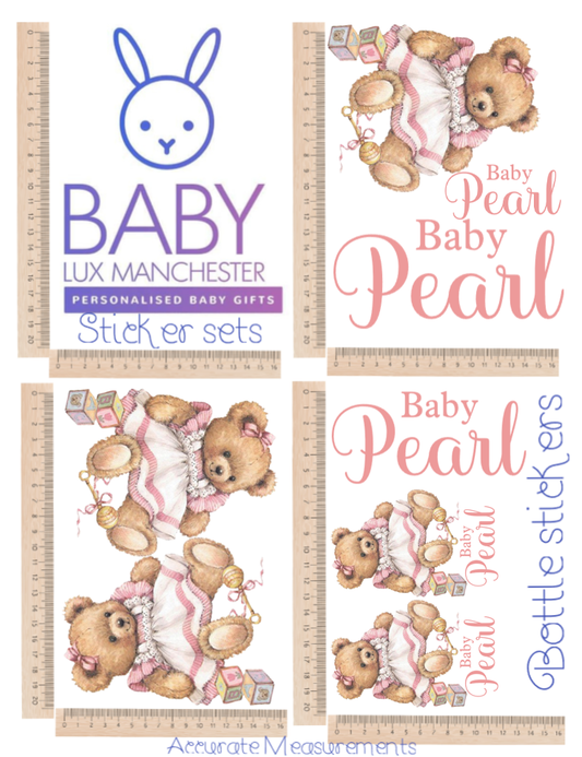 Vintage bear sticker set