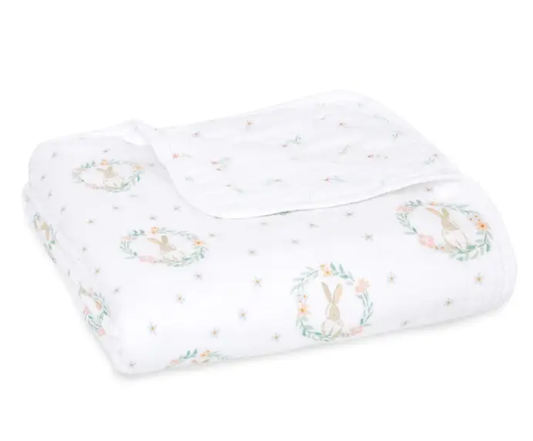 Essentials Cotton Muslin Blanket blushing bunnies (112cm)