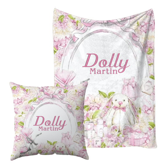 Personalised Lux pink Blanket and pillow sets