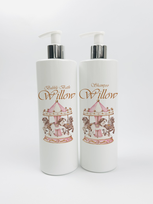 Ok baby bath personalised set Carousal Pink