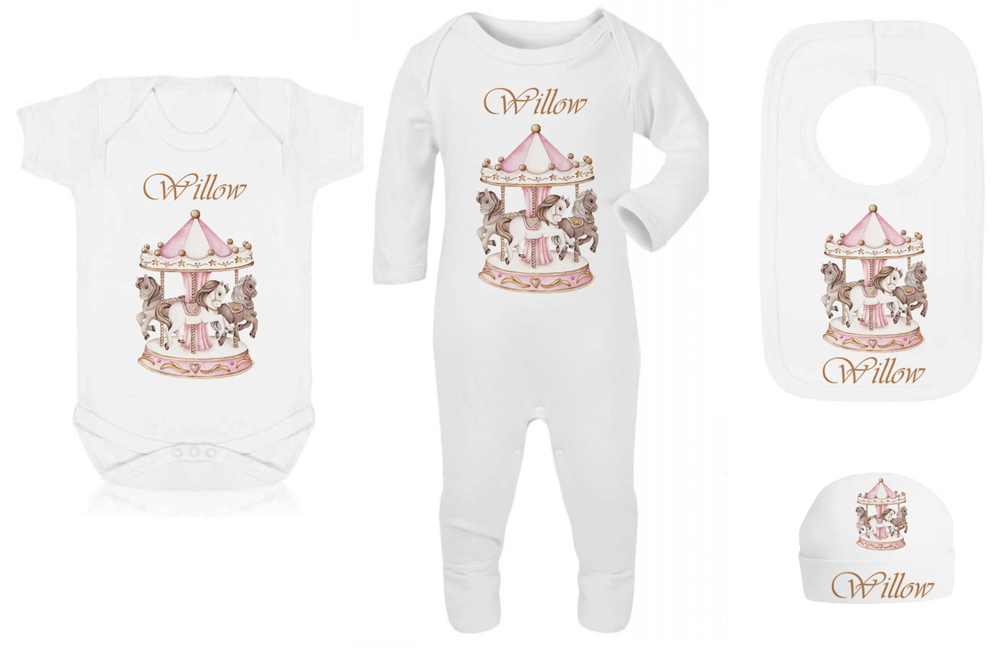 Ok baby bath personalised set Carousal Pink