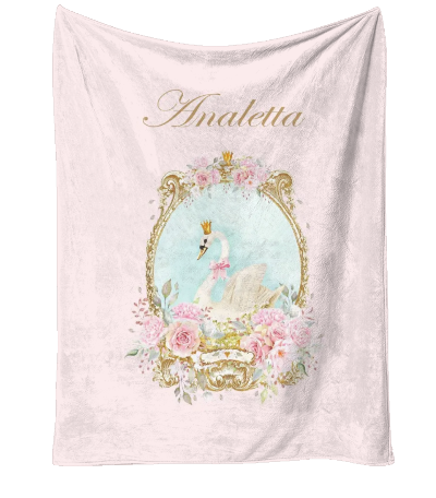 Personalised Swan deisgn Blanket and pillow sets