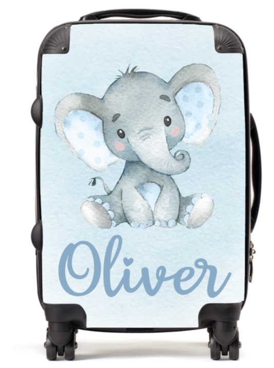 Personalised Suitcase Elephant Blue