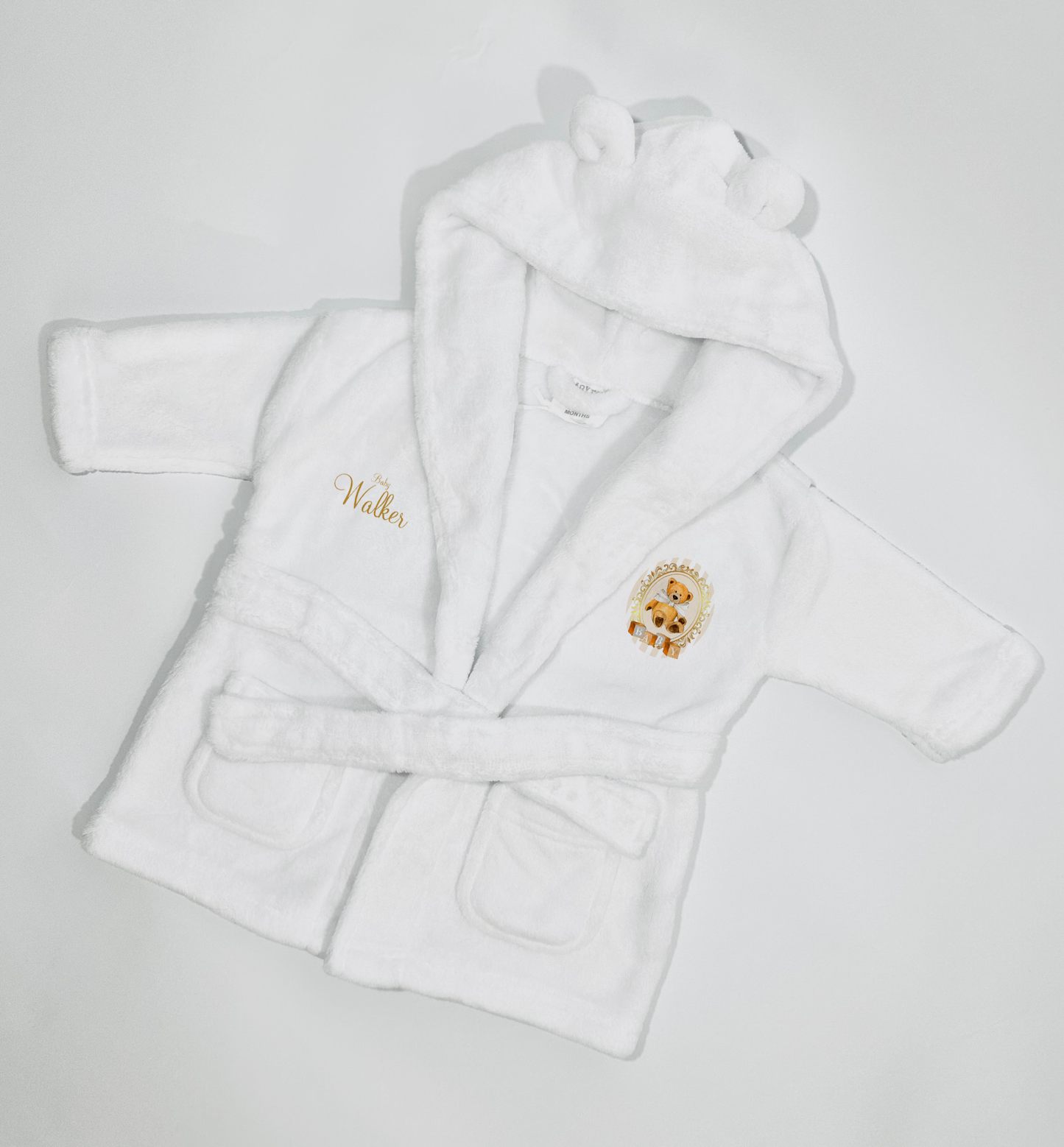 Ok baby bath personalised set Stripe bear Cream