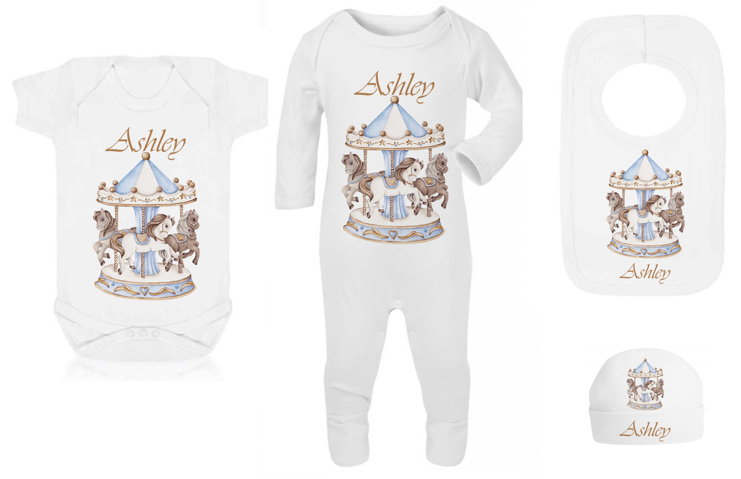 Ok baby bath personalised set Carousal Blue
