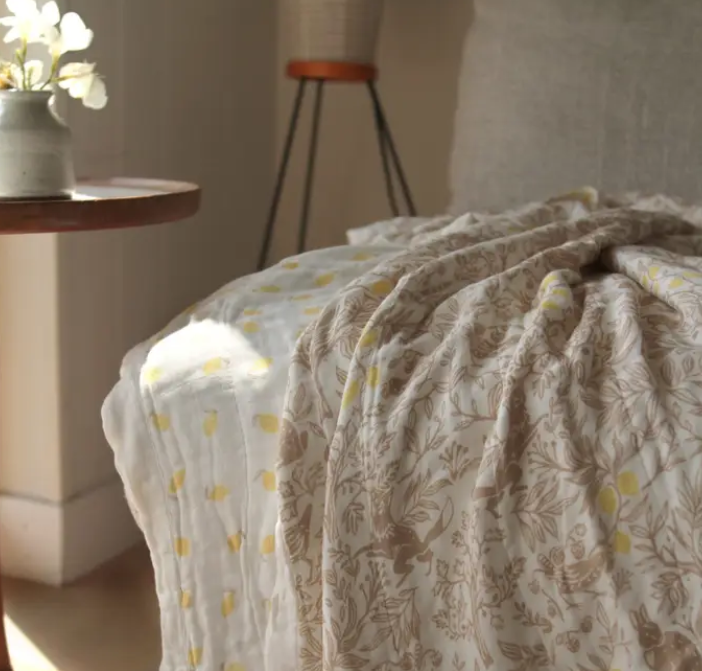 Essentials Cotton Muslin blanket natural woodland Luxury(120cm)