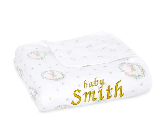 Essentials Cotton Muslin Blanket blushing bunnies (112cm)