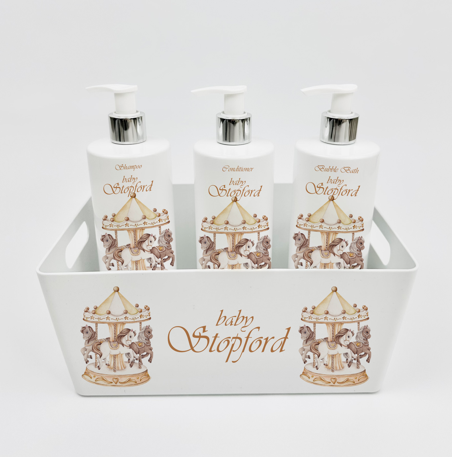 Ok baby bath personalised set Carousal Cream
