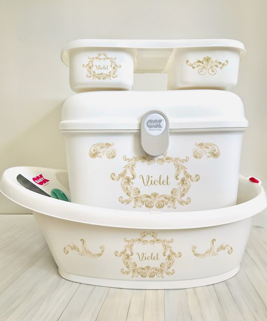Ok baby bath personalised Swirl Gold
