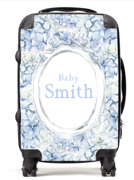 Personalised lux Blue Flowers Suitcase