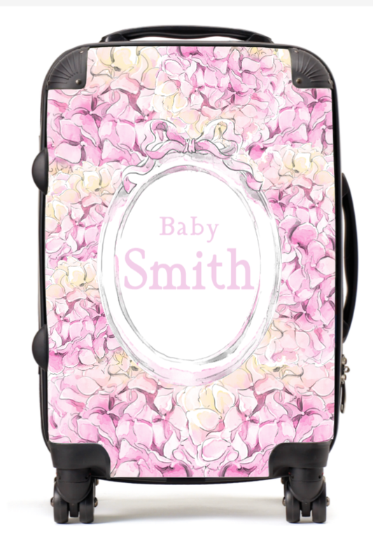 Personalised Lux Pink Flowers Suitcase