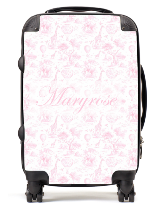 Personalised toile pink saffari Suitcase
