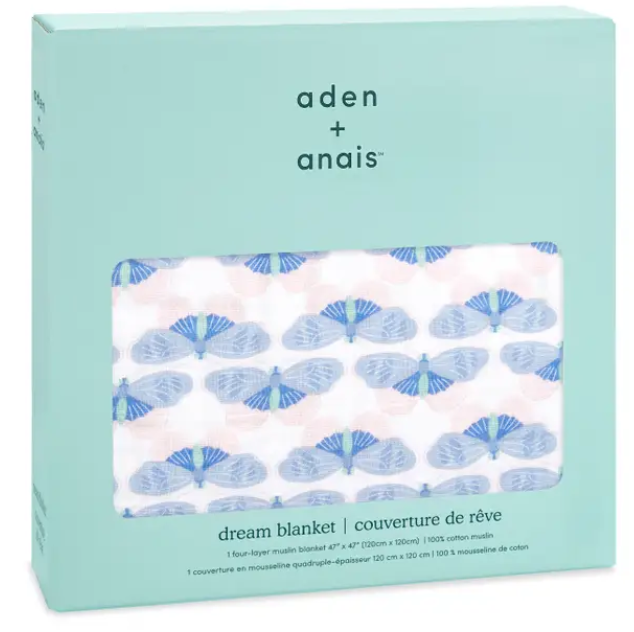 Essentials Cotton Muslin Blanket Butterflys (120cm)