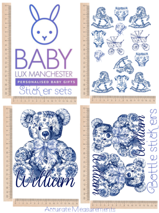 Vintage bear blue Sticker set