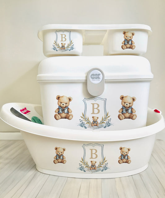 Ok baby bath personalised set Crest bear