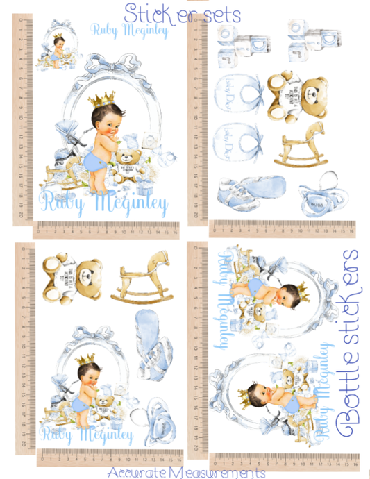 Lux blue brown baby sticker set