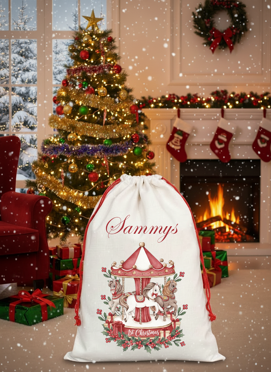 Christmas carousal personalised sack