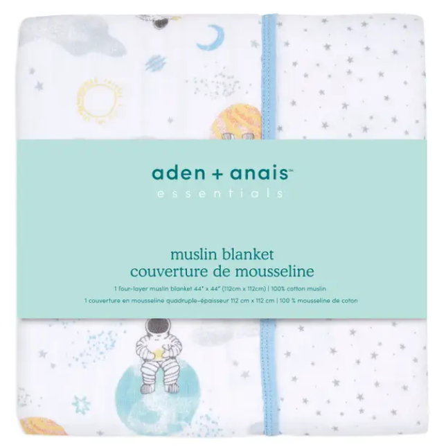 Essentials Cotton Muslin Blanket space explorers (112cm)