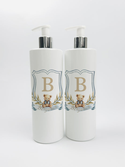 Shnuggle bath personalised set Bear crest