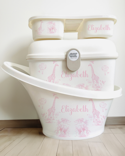 Shnuggle bath personalised set Safari Pink