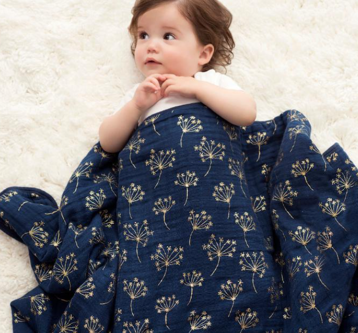 Essentials Cotton Muslin Blanket gold deco Luxury (120cm)