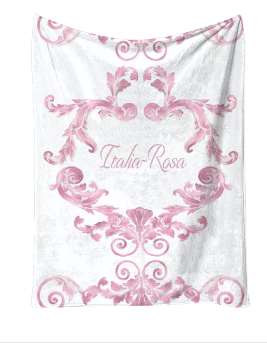 Personalised Swirl Pink Blanket and pillow sets