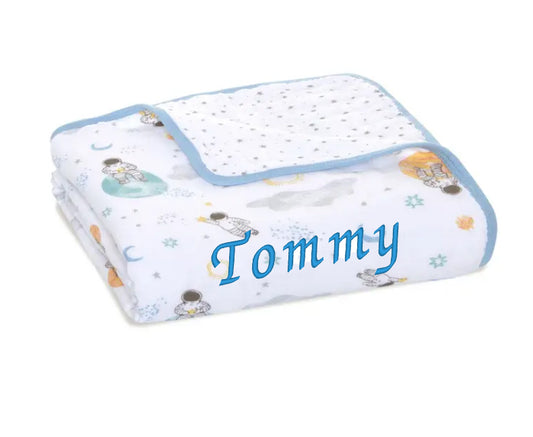 Essentials Cotton Muslin Blanket space explorers (112cm)